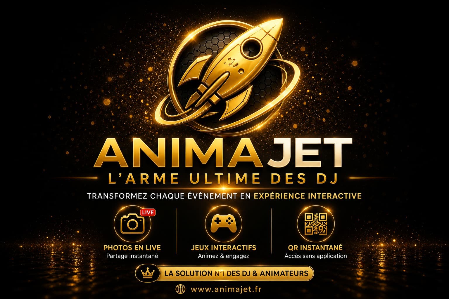 Animation digitale de mariage AnimaJet : smartphone, QR Code et écran géant connectés